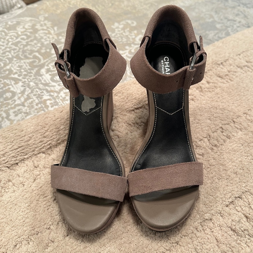 Charles by Charles David Suede Wedge Sandals - Taupe - Picture 2 of 5